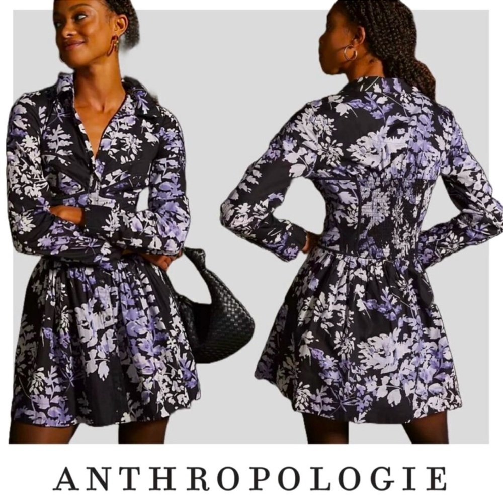 EUC Anthropologie Corset Shirt 100% Cotton Dress In Size 6